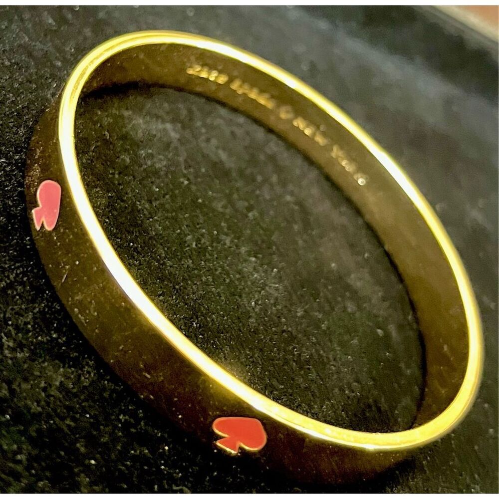 Vintage Kate Spade New York Gold-Tone Red/Pink Enamel Bangle Bracelet 2.75”W